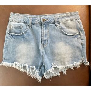 Y2K Blue Jean Cut Off Distressed Shorts Size Large